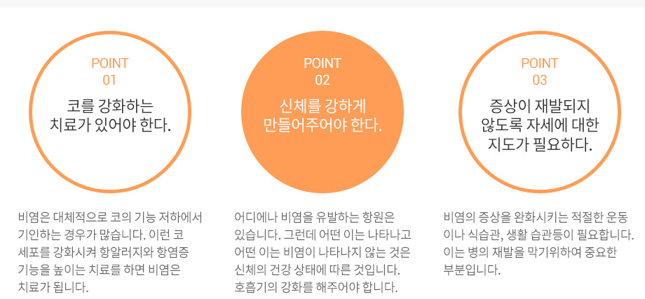 비염치료의 중점 사항