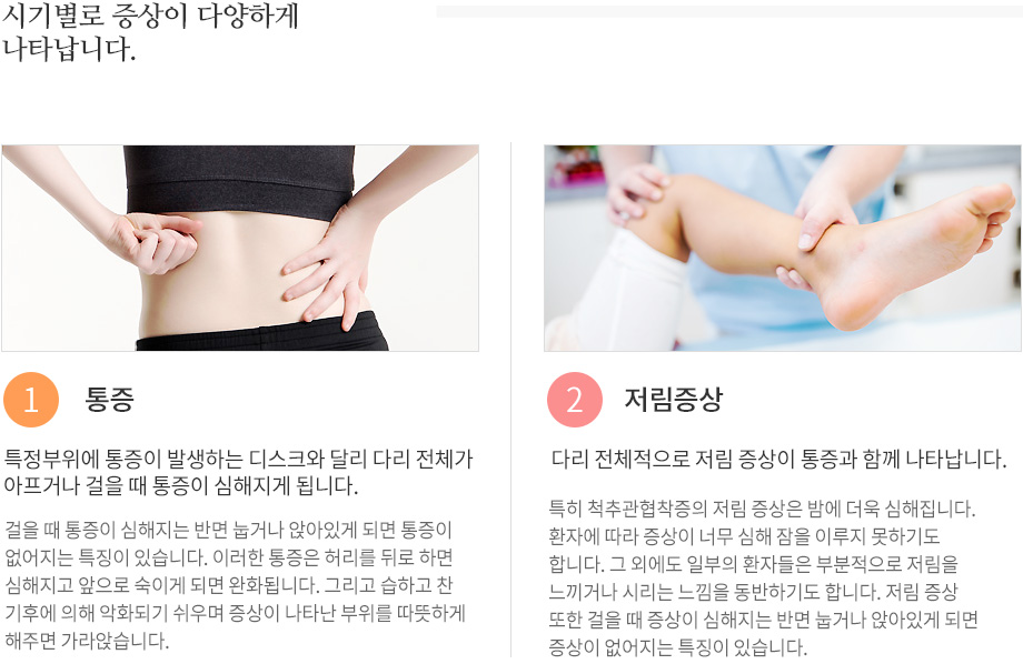 척추관협착증 대표적인 증상